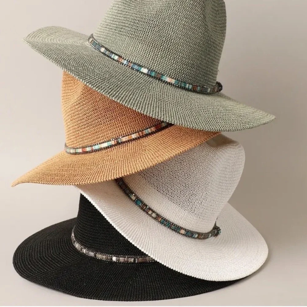 Anthropologie green jewel trim soft hat one size new